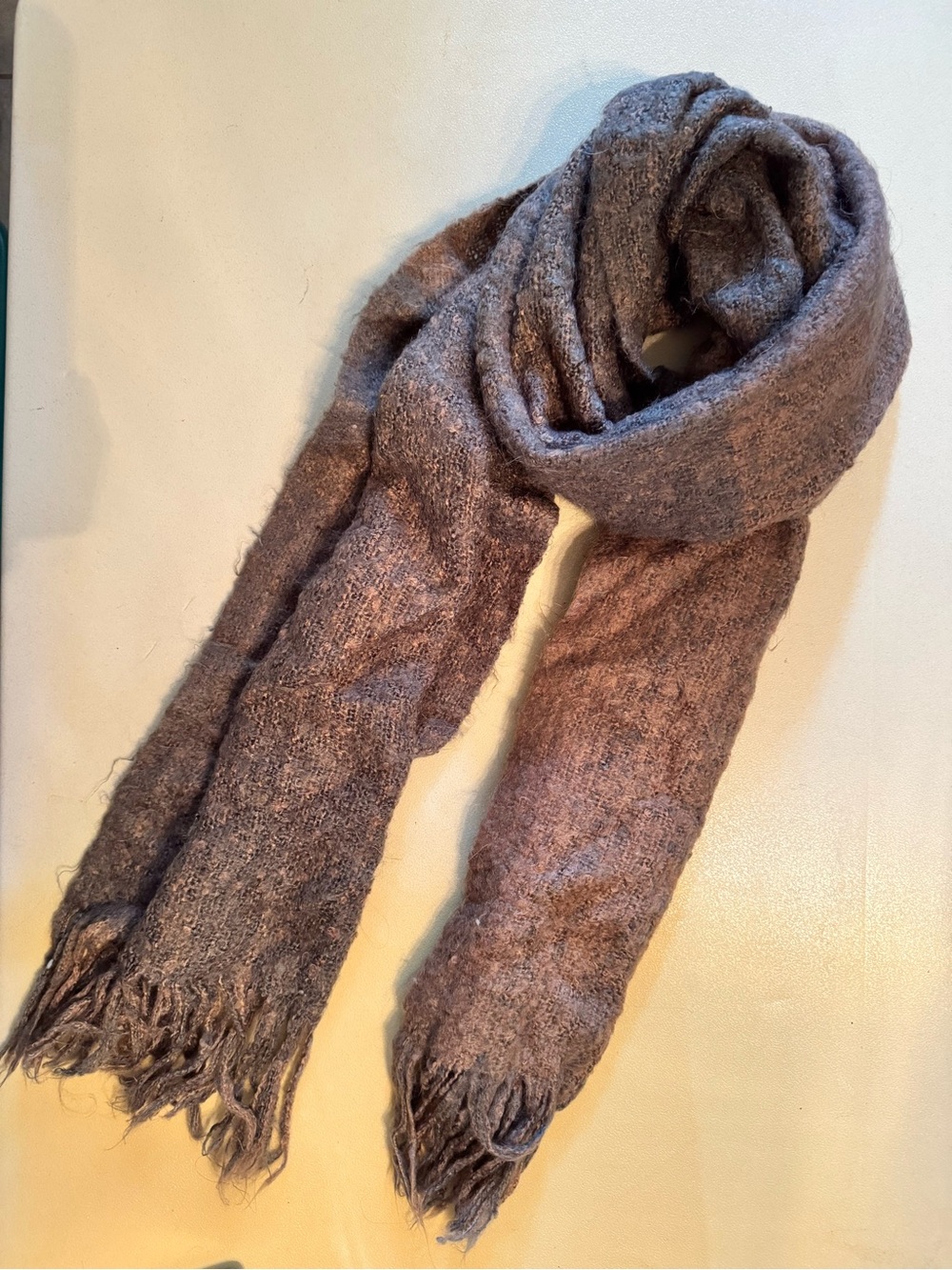 Noelle Two-Tone Brown & Gray Fringe Scarf